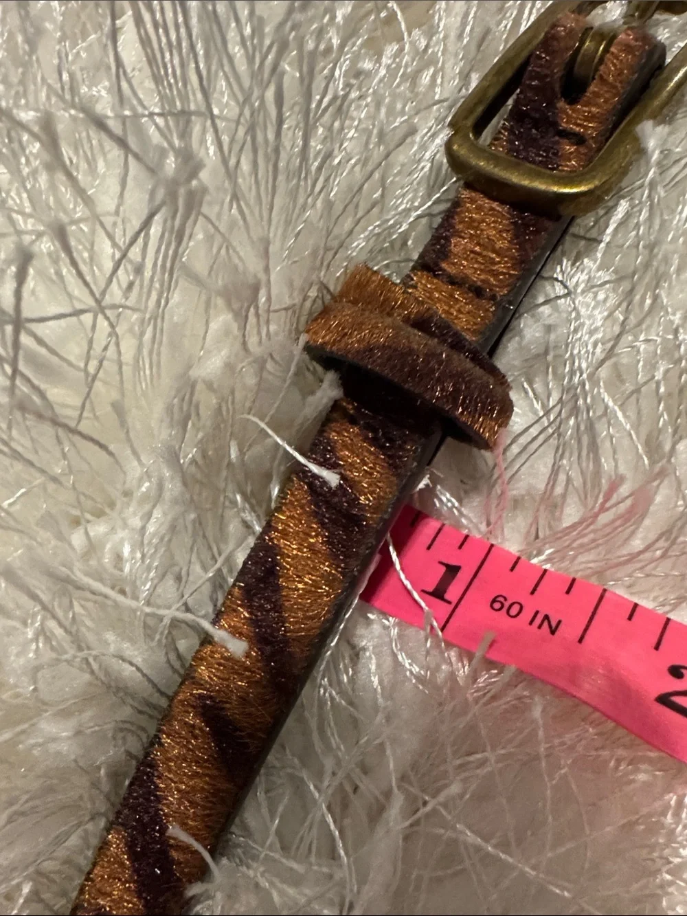 Two Women's Animal Print Slim Belts - Fuzzy Snake & Zebra Patterns